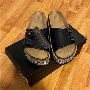 Black Double Buckle Women's Slides - No Boundaries